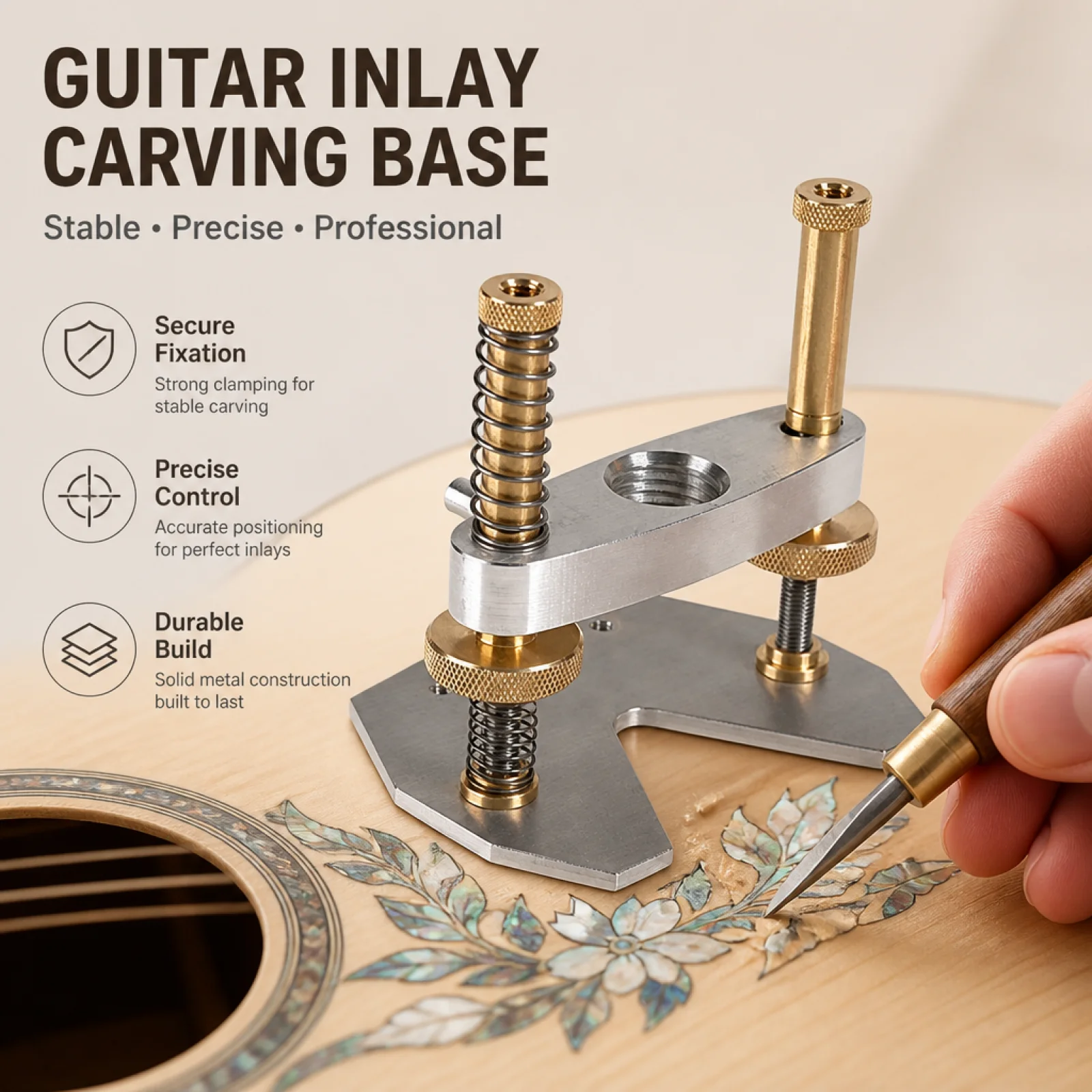 

Guitar Sound Hole Base Practical Metal Professional Accessories Musical Instrument Part Adjustable for Show Concert Performance