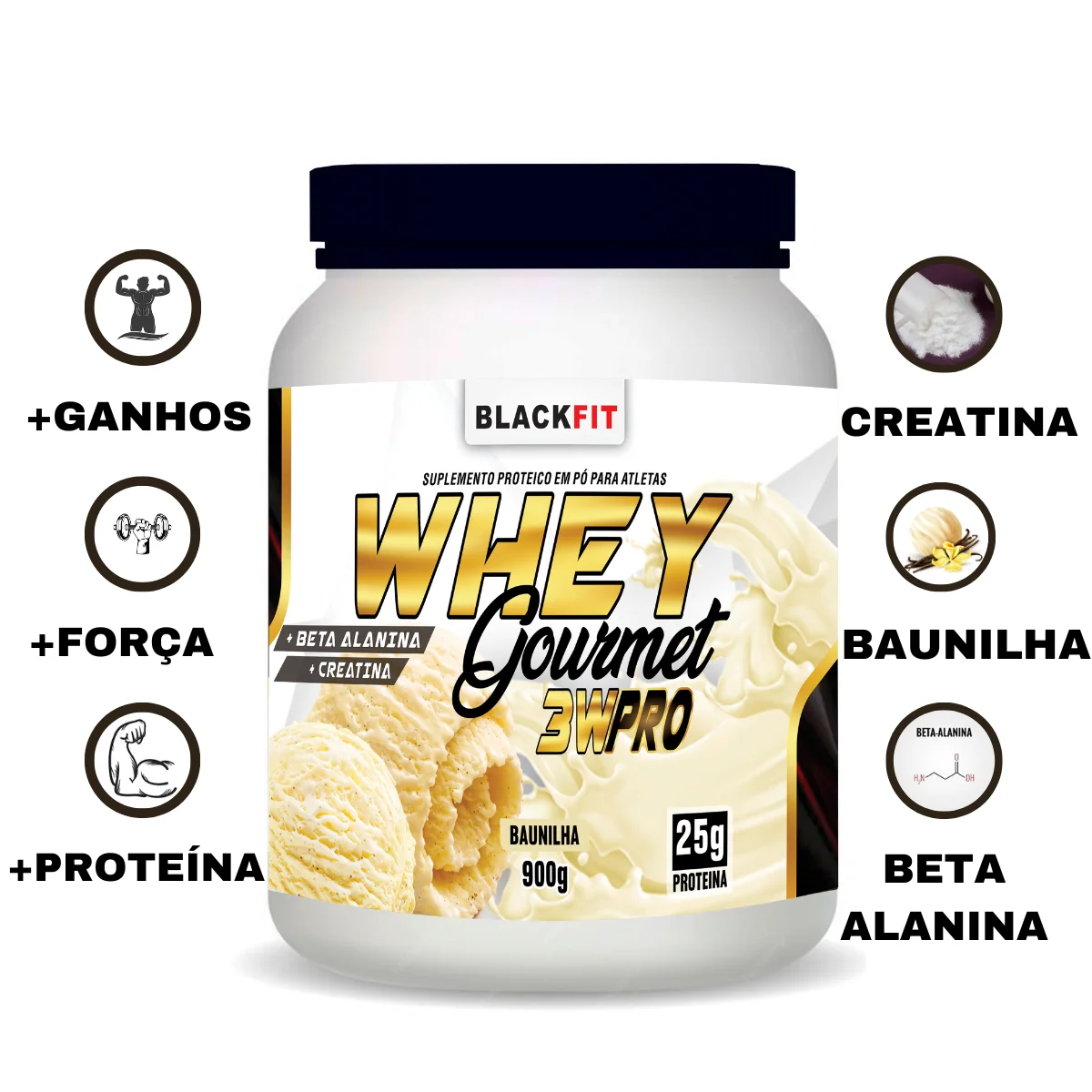 WHEY Gourmet 3w pro Sabor chocolate Com Beta alanina e creatina Melhor que Max titanio Creatina BCAA Pré Treino