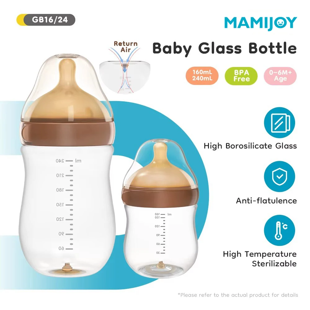 

MAMIJOY High boron silicon Glass milk bottle Wide caliber Newborn babies 0 to 6 months Glass milk bottle Anti-Colic BPA Free