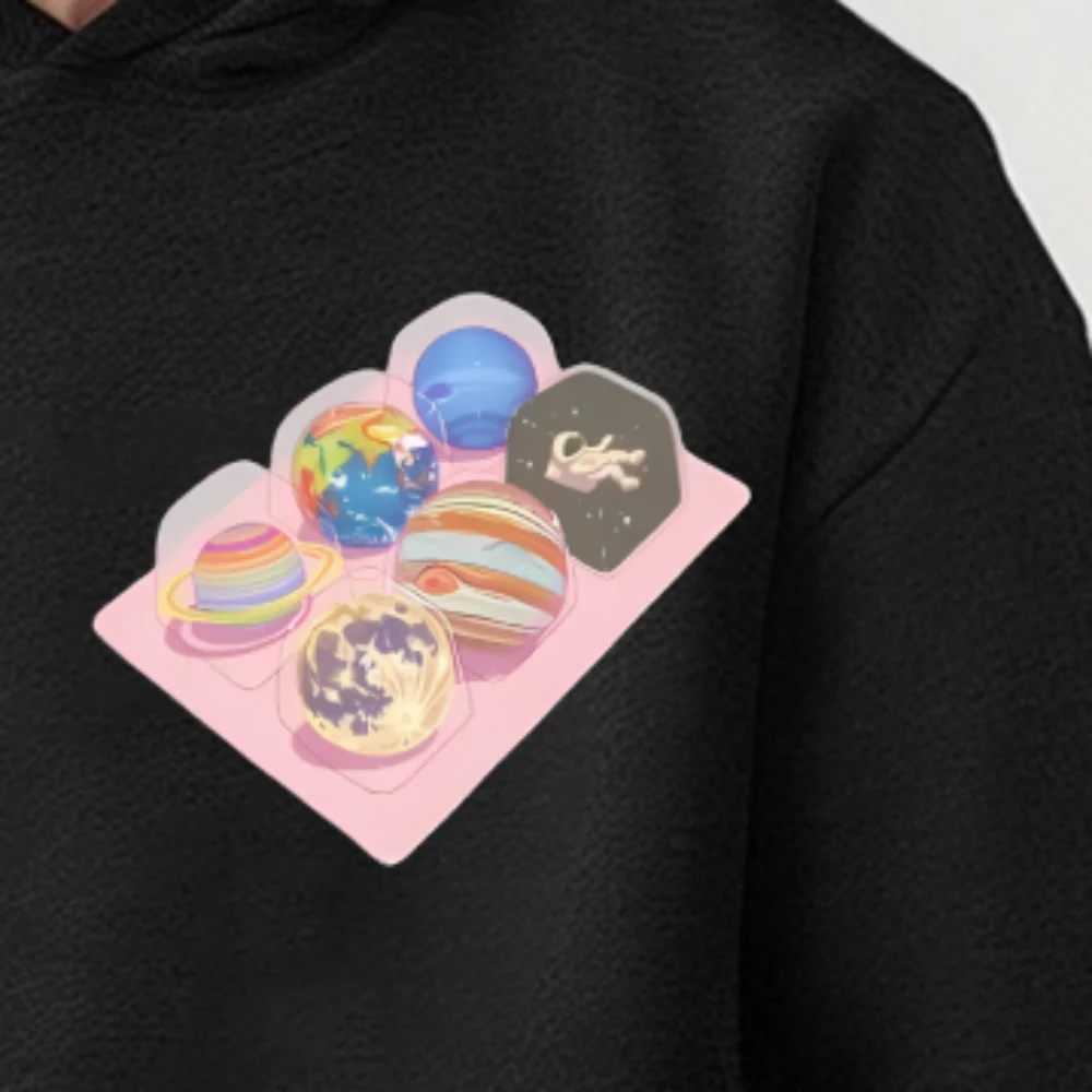 

Толстовка с капюшоном Planet, милая десертная графика, осень-зима, повседневная свободная одежда с длинными рукавами, расслабляющая игривая уникальная милая повседневная одежда, тканевые топы
