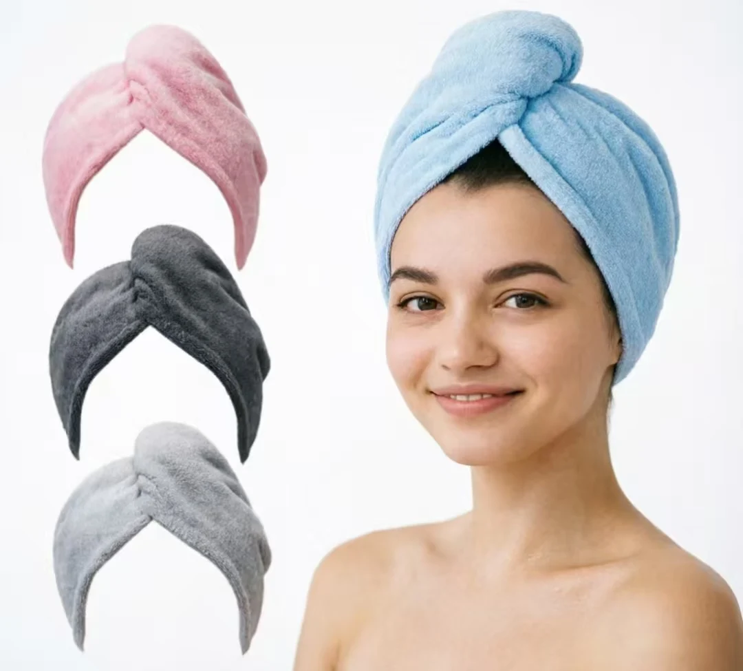 Women's Plain 3-Piece Ultra-Fine Fiber Hair Towel Cap Set, Absorbs Well, Quick-Drying, Smooth, Tangle-Free, Anti-Frizz, Lightweight, Soft Bathroom Towel for Female Thick & Long Curly Hair (At Home, On the Go), Lightweight And Soft