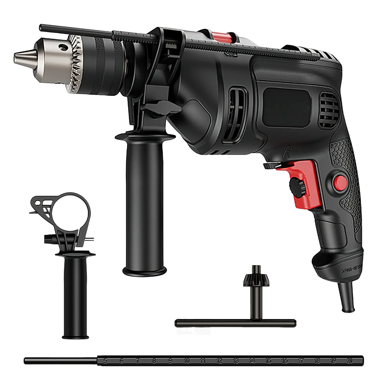 110V/220V EU/US Plug Multifunction Electric Drill Powerful Impact Drill Electric Hammer Infinitely Variable Speed Power Tools