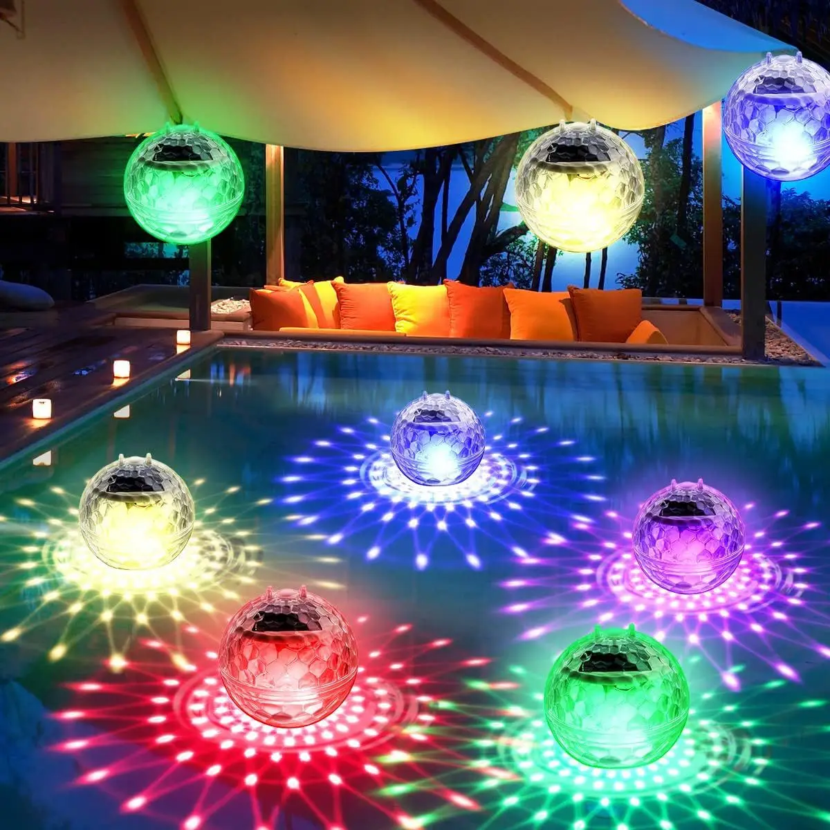 Solar Floating Pond Light, Floating Water Ball Lamp, Waterproof Colorful Changing Pond Decor, Swimming Pool Party Garden Lamp