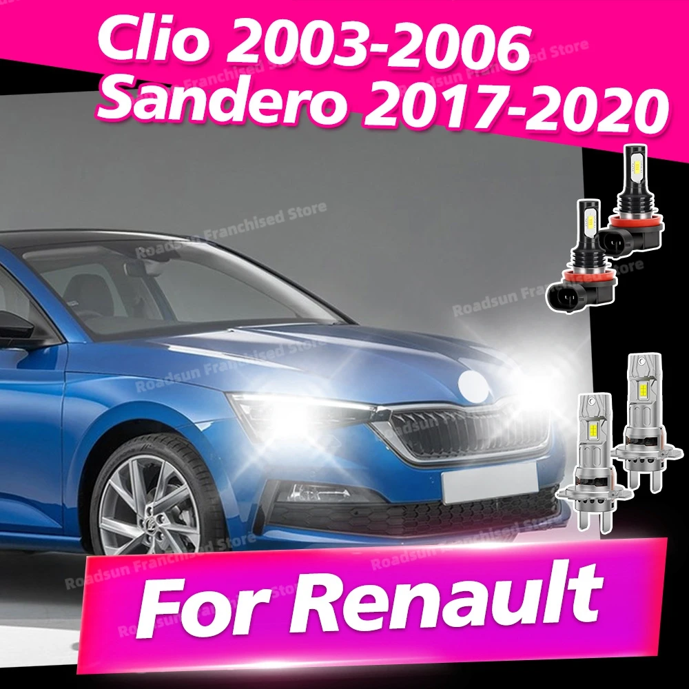 

2/4x LED For Renault Clio 2003-2006 Sandero 2017-2020 Headlight Bulbs CSP 3570 6000K Fog Lamps Accessories
