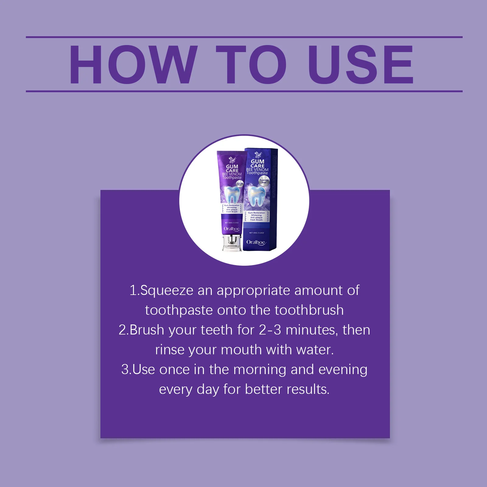 Oralhoe Whitening Toothpaste Clean Tooth Gaps Reduce Stain Restore Gum Health Long Lasting Fresh Breath Gum Care Toothpaste 100g