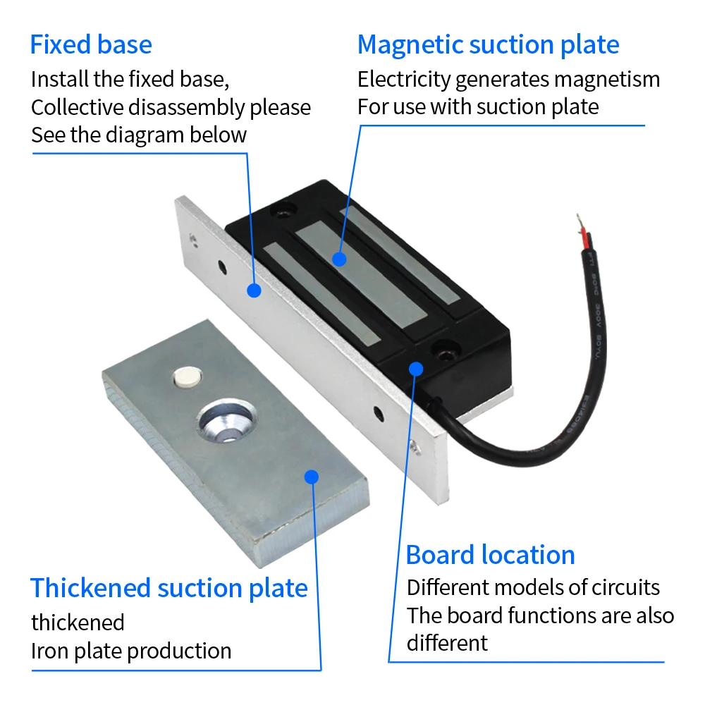 60KG 130Lbs Electric Magnetic Lock DC 12V Side Mount Embedded Mount Wooden Metal Glass Holding Force Electromagnetic Door Lock