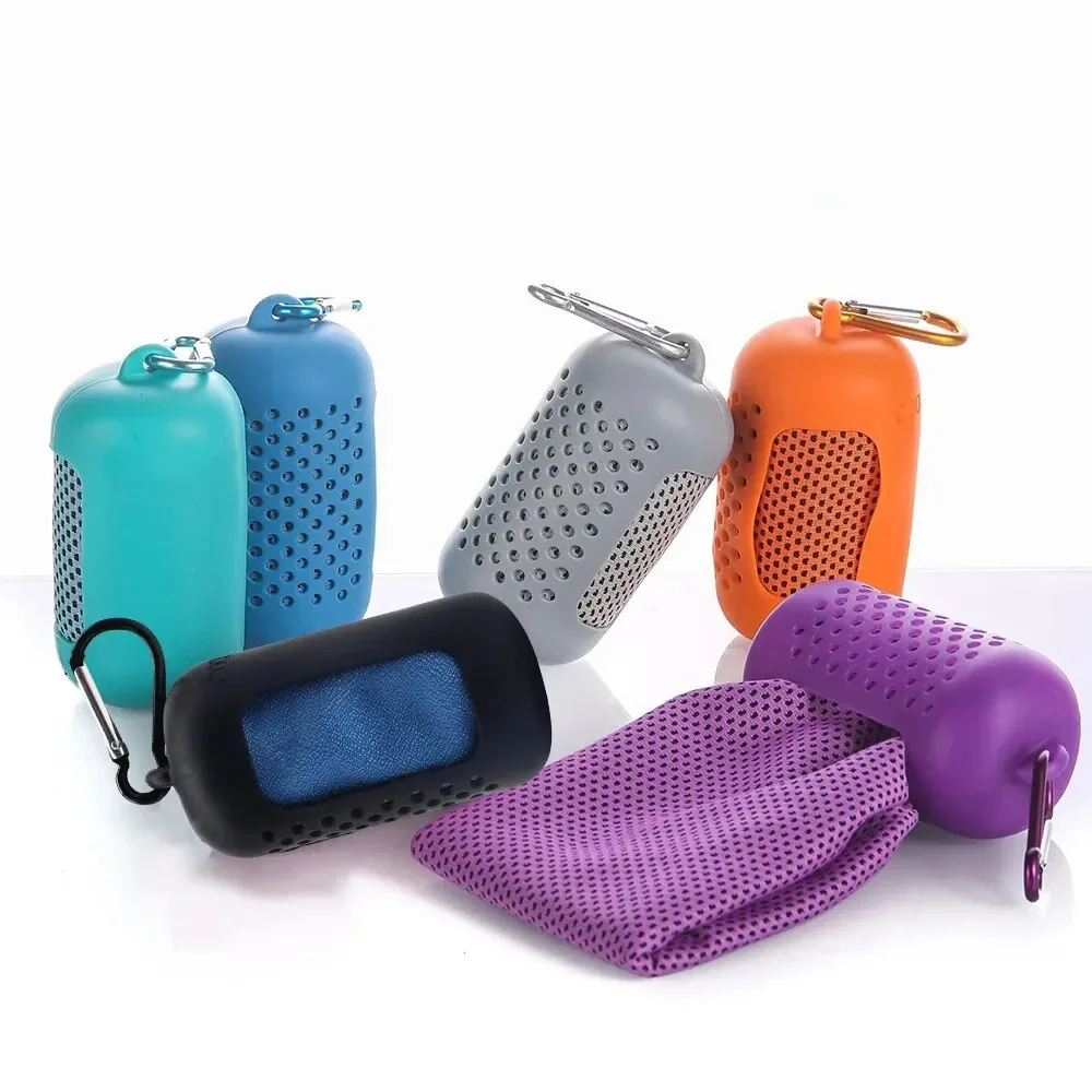 Okrągły silikonowy ręcznik chłodzący Ręcznik szybkoschnący Ręczniki z mikrofibry Akcesoria plażowe Ręcznik Sport Fitness 1PC — zdjęcie 2