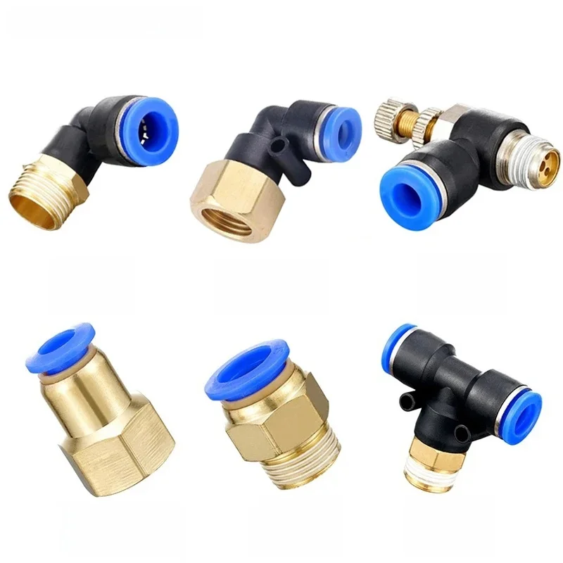 Connecteur d'air pneumatique, type de raccord PC/PCF/PL/PB/SL/PLF 4mm 6mm 8mm 10mm 12mm filetage 1/4' 1/8' 3/8' 1/2' 1 pièces