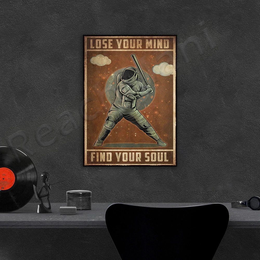 baseball astronauts lose their minds find your soul poster, baseball poster, gifts for baseball players, baseball gifts for boys