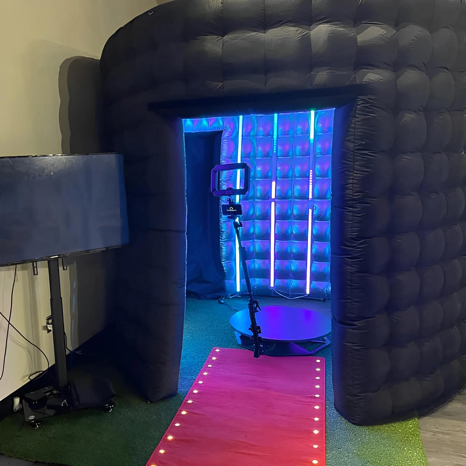 

Inflatable 360 Photo Booth Enclosure Photobooth Backdrop 10ft with RGB LED Lights for 360 Video Booth for Wedding Party Events