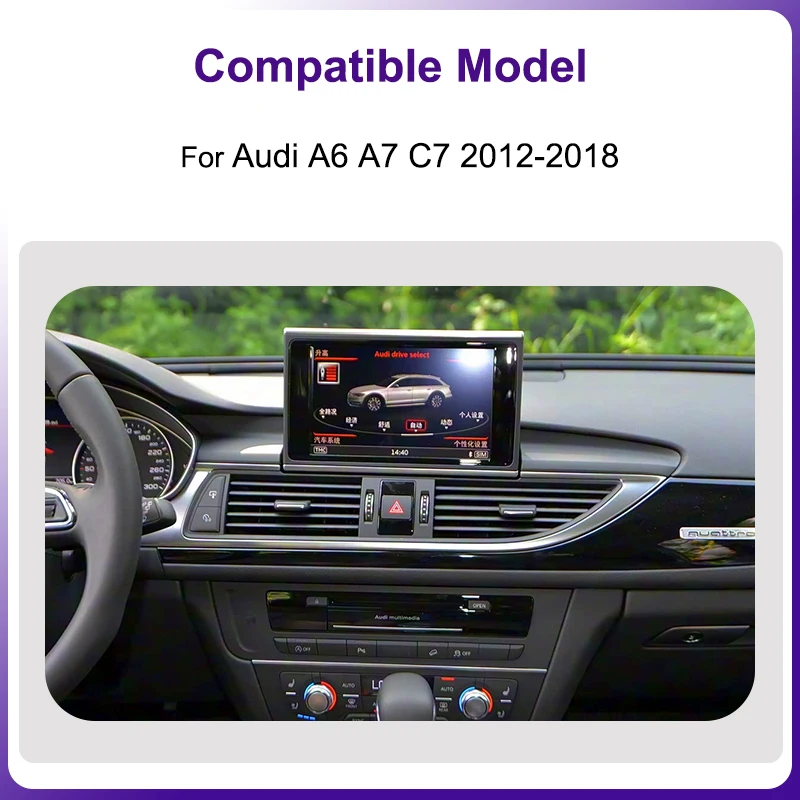 AUTOTOP 12,3'' Linux Bildschirm Drahtlose CarPlay Android Auto Display Für Audi A6 A7 C7 2011-2018 RMC HNR MHI2 Airplay Multimedia – Detail 3