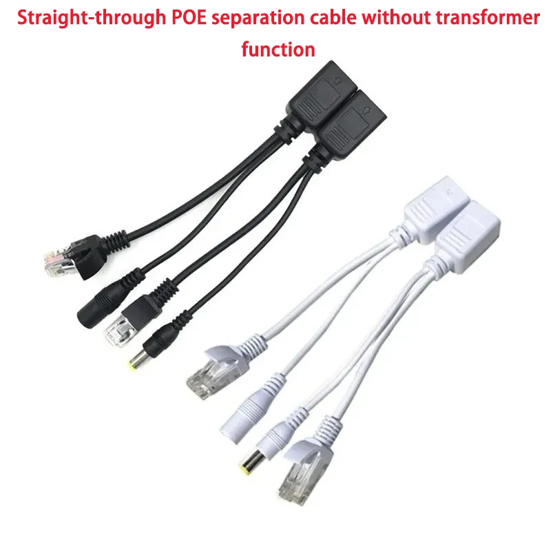 

POE Camera Adapter 12V 2pcs (1pair) POE Adapter Cable RJ45 POE Injector + POE Splitter Kit Power over Ethernet