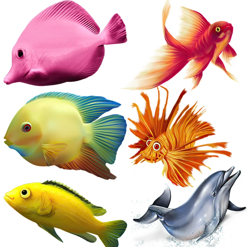 Three Ratels CF600 Colorful ocean fish cartoon sticker for home decoration Toilet Decal