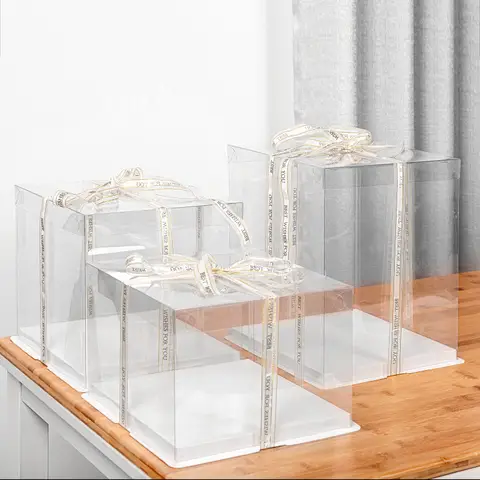 2-Count High-Transparency PET Cake Boxes, Clear Food-Grade Containers for Layer Cakes, Cupcakes & Pastries, Durable for Gifti