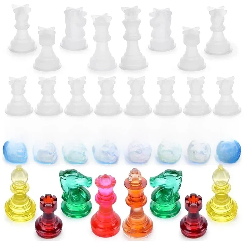 Moule d'échecs en résine de Silicone, moule d'échecs en cristal époxy, moules de moulage pour bricolage, artisanat, fabrication de cadeau d'anniversaire