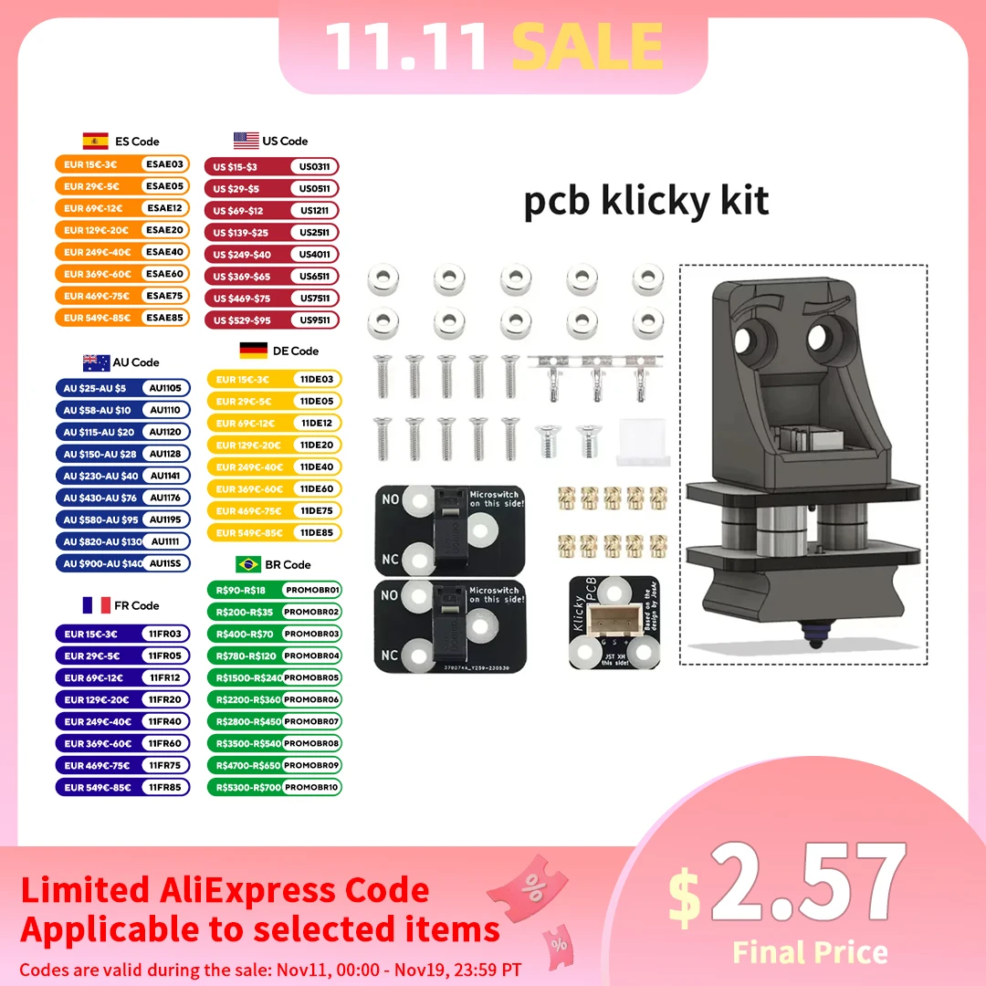 

FYSETC PCB Klicky Kit Z комплекты автоматического выравнивания 3D-принтер Auto D2F-01/D2F-01L/D2HW-A201D для комплекта зондов Voron Klicky Impressora 3D