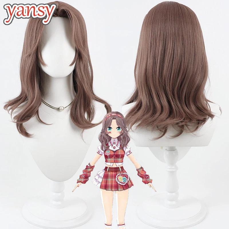 

Yansywig Synthetic Hair Natsuiro Matsuri Cosplay Wigs Virtual YouTuber Natsuiro Matsuri 50cm Long Wavy Brown Wig Heat Resistant