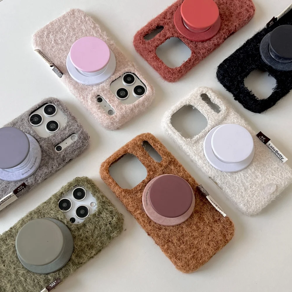 

Simple plush solid color for magnetic holder series mobile case,suitable for iPhone15/14/16/17ProMax Simple new protective case