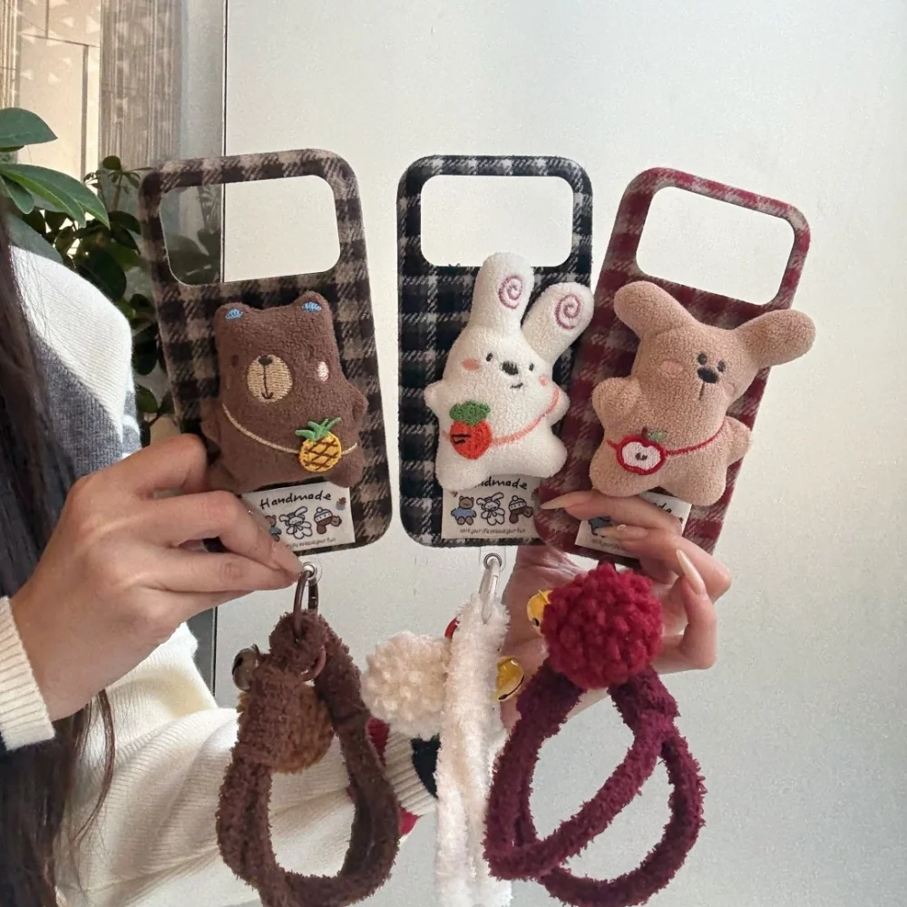 

Cute gingham pattern small bear, rabbit and dog phone case suitable for iPhone 14/15/16/17 ProMax,cute new style protective case