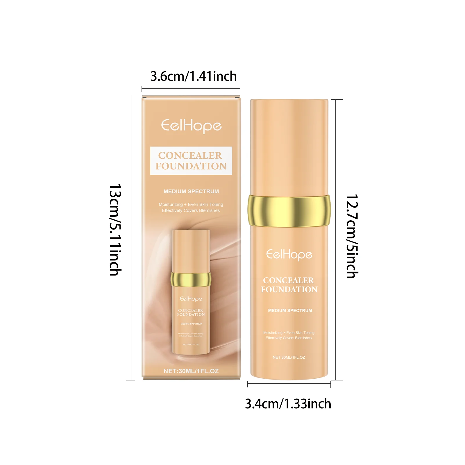 Eelhope Korektor do twarzy Podkład Nawilżający Lekka konsystencja Odświeżający Odporny na pot Nie rozmazujący się Wygładzający podkład do twarzy