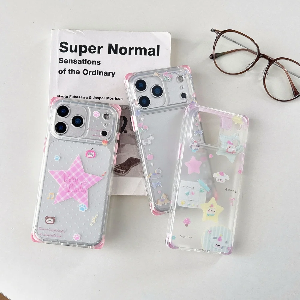 

Korean INS polka dot star animal phone case for iPhone 14 15 16 17ProMax phone case fashion simple shock-proof protective Fundas