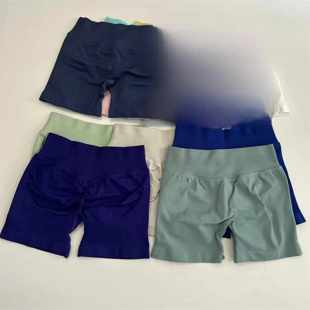 Yogashorts Yogashorts met lage geribbelde band Naadloze yogashorts met scrunch-bum-effect Workout-gymshorts Booty Stretch hardloopshorts Fitnesskleding - afbeelding 2