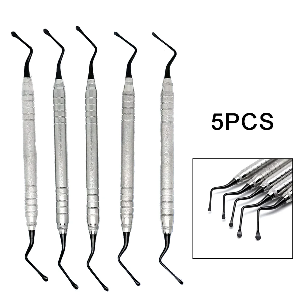 

5pcs Dental Gracey Curette Set Periodontal Bone Curette Scaler Jagged Tooth Cleaning Tools for Dentist Hygienist