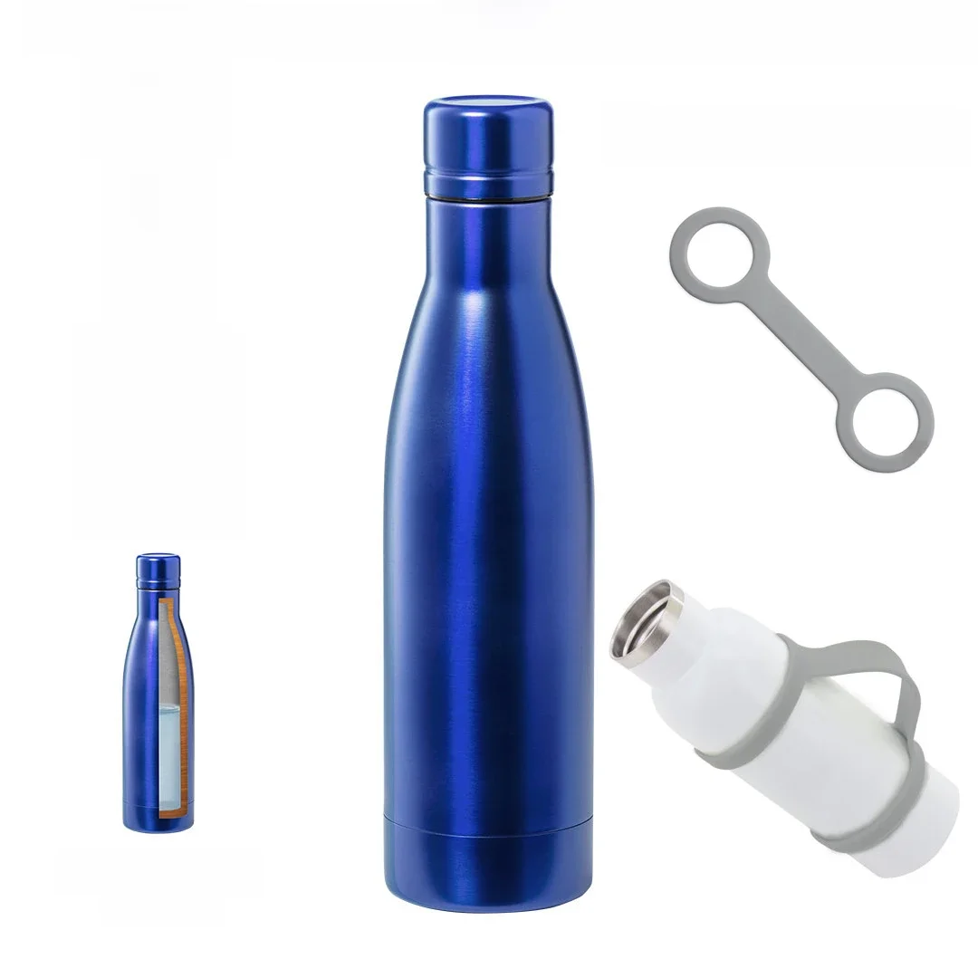 Garrafa térmica de 500 ml. Economiza 48 horas de bebidas frias e 12 horas de bebidas quentes.