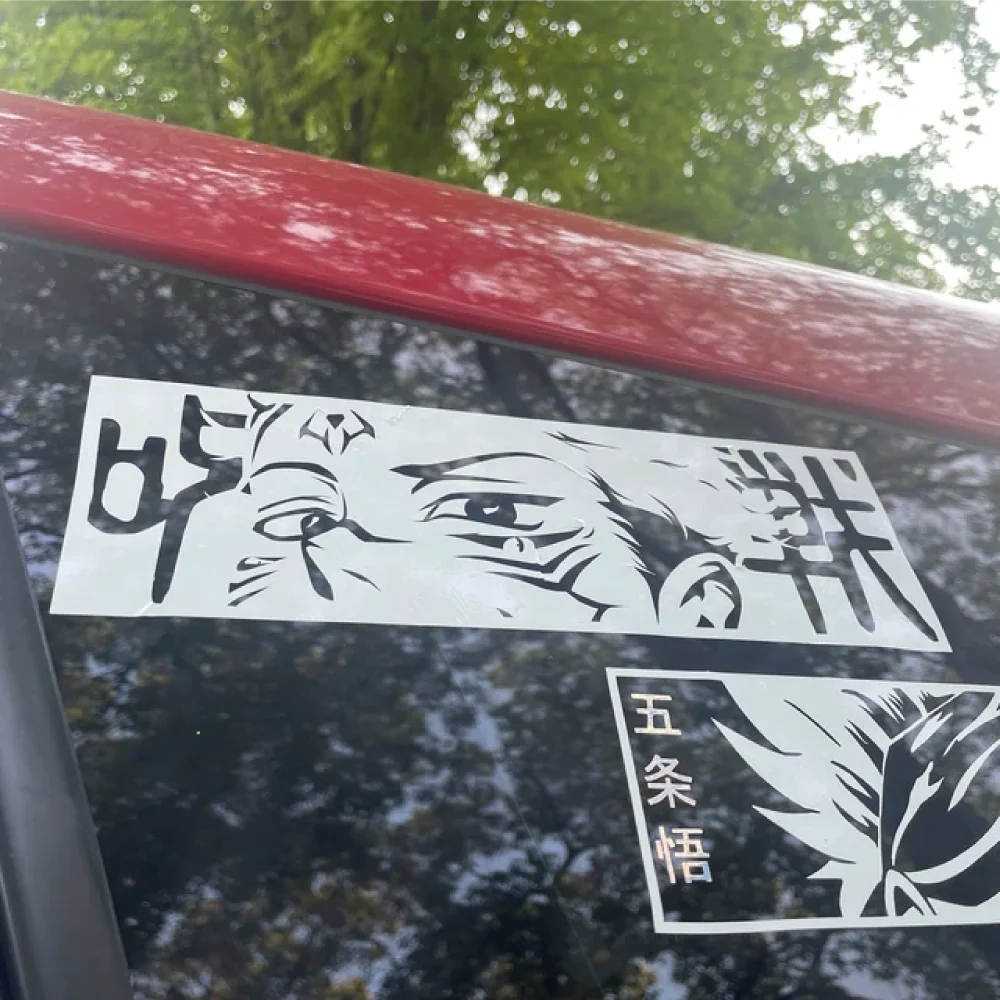 JDM pegatinas y calcomanías de vinilo para coche, accesorios de decoración impermeables, personaje de Anime japonés, media cara, Exterior