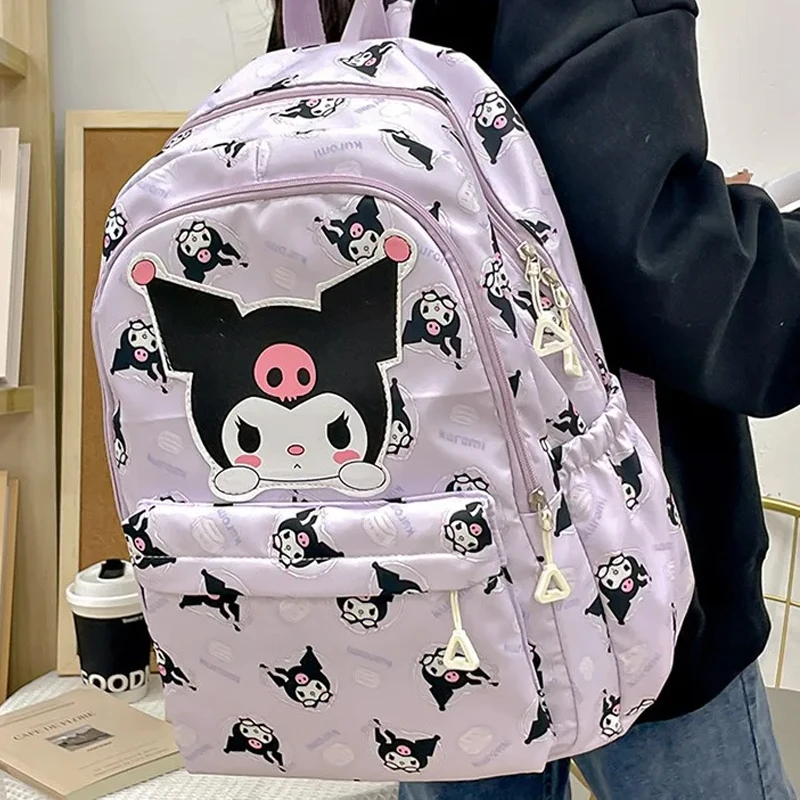 Mochila de grande capacidade para meninos e meninas Sanrio bonito Kuromi Melody Cinnamoroll, Hello Kitty dos desenhos animados, bolsa de lona Kawaii, 2024