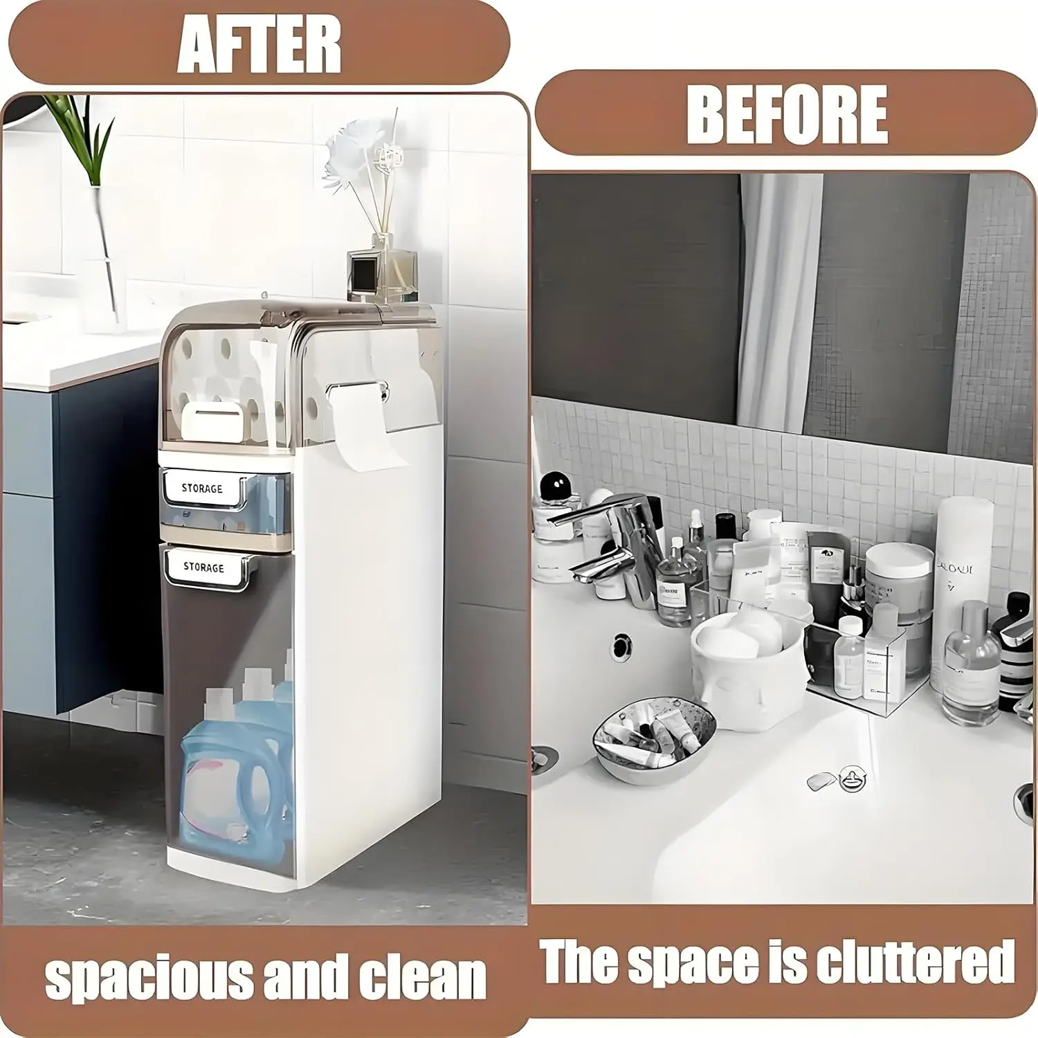 خزانة تخزين رفيعة للحمام وغرفة النوم ذات فجوة ضيقة - زيادة مساحة، صندوق تنظيم تخزين موفر للمساحة #3