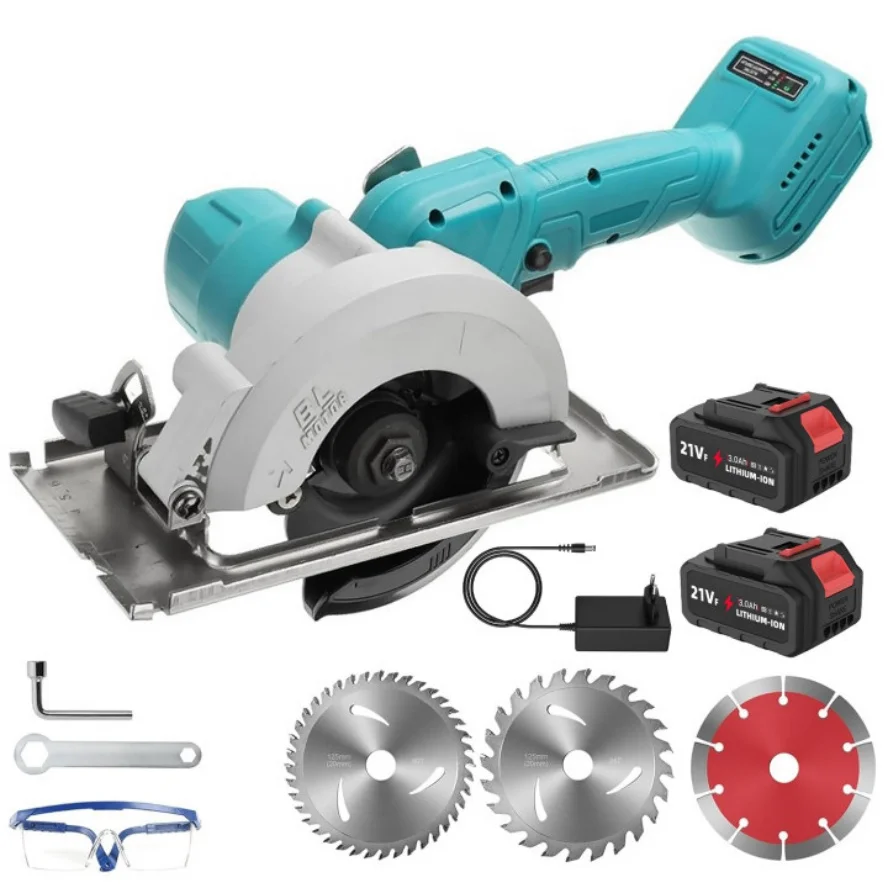 Sierra circular eléctrica sin escobillas de 5 pulgadas, sierra doméstica recargable, máquina de corte multifunción para batería Makita