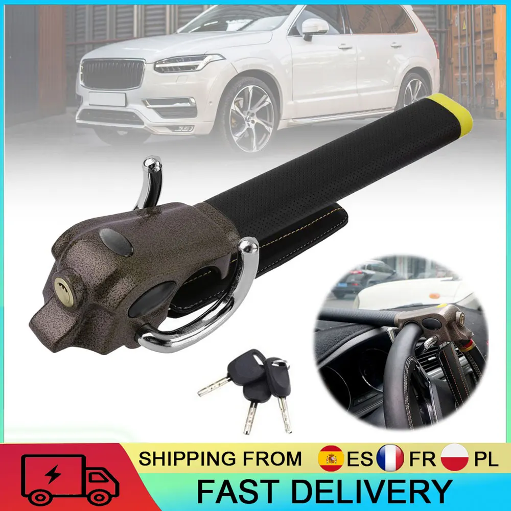Bloqueo de Volante Plegable con Rotación de 360 Grados, Dispositivo Antirrobo de Aleación de Aluminio, Cerraduras de Seguridad para Automóviles con 3 Llaves