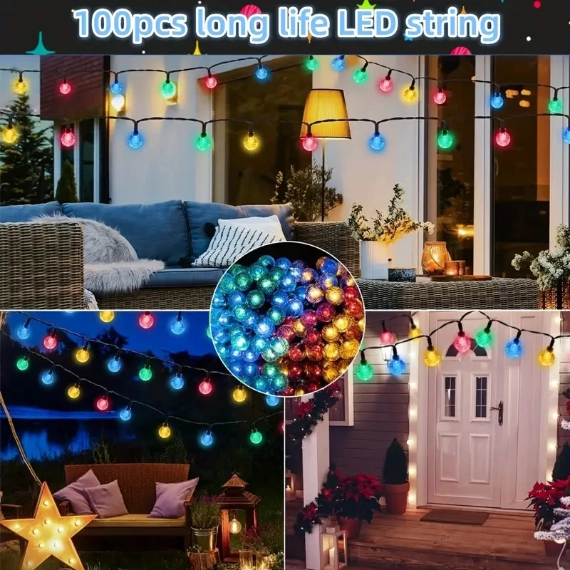 5M/6.5M Waterproof Solar Bubble Ball Light  String Lights Outdoor Crystal Ball String Light GardenParty Christmas Decoration