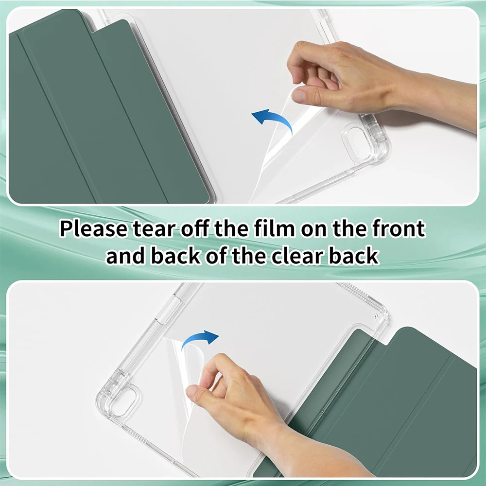 Clear Case for iPad A16 11th 10th Gen 11 inch 2025 Clear Transparent Acrylic Back Shell With Pencil Holder Auto Sleep and Wake 6
