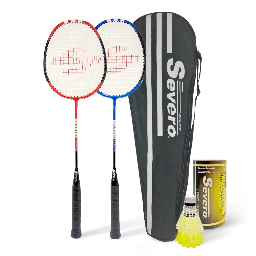 Severo badminton racket impact 100 2p + shuttlecock 2 mouth