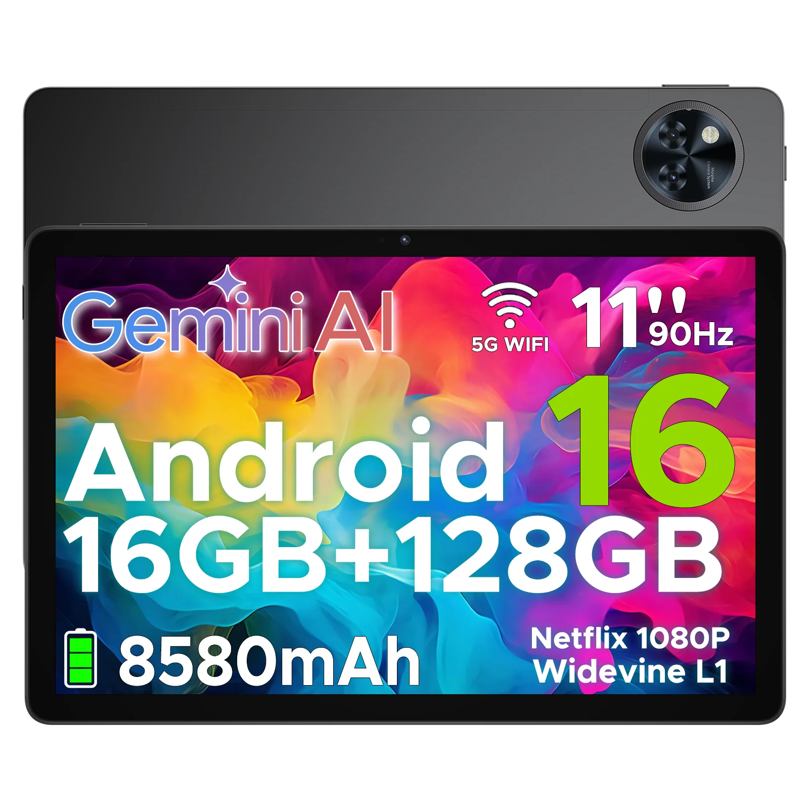 DOOGEE U11 Android 16 tablette 11 Ultra-clair 90Hz affichage 4GB RAM 128GB ROM 8580mAh batterie double haut-parleur prend en charge Widevine L1