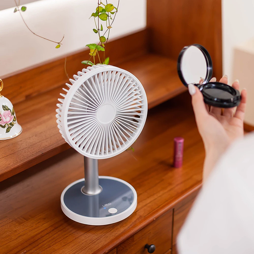 مروحة طاولة لاسلكية صغيرة ، ارتفاع قابل للتعديل ، مكتب صغير ، ضوضاء منخفضة ، مروحة تخييم #5