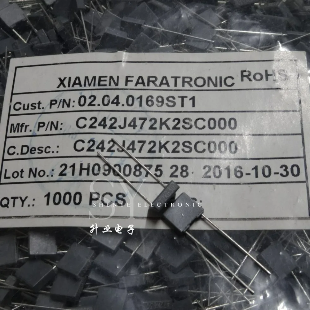 20pcs/lot Fara C242J 0.0047uf 630V 4.7nf 4n7 4700pf 472 K Brand New 5mm Film Capacitor C242J472K2SC000