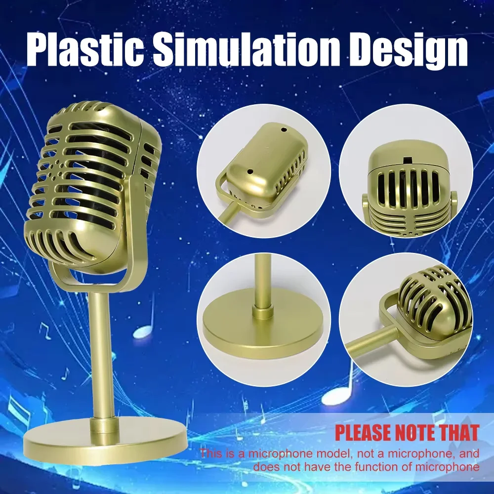 Vintage Microphone Prop,Retro Fake Microphone Angle Adjustable Decorative Party Favors Live Performance Home Bar Ornaments