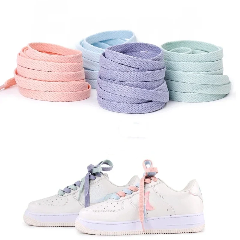 1 paire de lacets plats et épais de 8mm, couleur bonbon AF1, pour enfants, baskets de basket-ball, voile, accessoires de chaussures 60/100/120/140