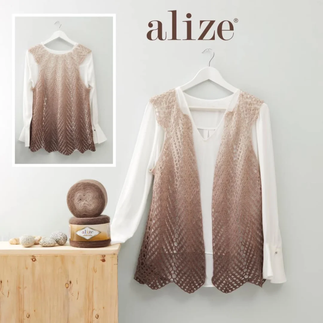 Alize Angora Gold Ombre Batik Cake Yarn for Knitting 150 Gr 825 M Crochet DIY Knitwear Shawl Dress Skirt Sweater Cardigan