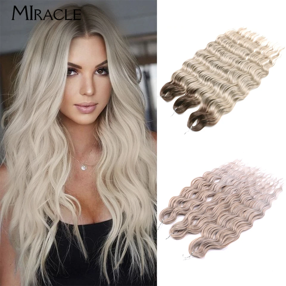 Miracle 24 ''Ocean Wave Vlechten Hair Extensions Gehaakte Vlechten Synthetische Haarkrul Ombre Krullend Blond Water Wave Nephaar