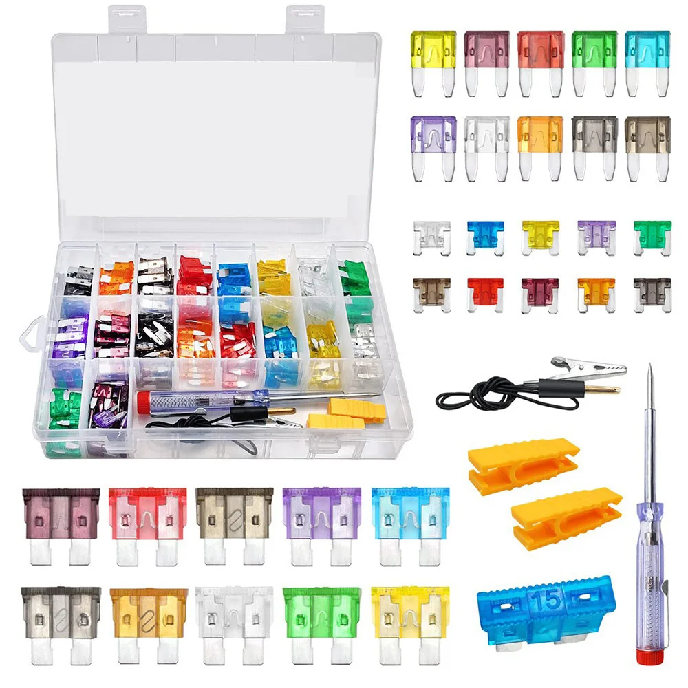 

234PCS Fuses Assortment Kit Standard & Mini & Low Profile Mini Blade fuse 2A -40A with Fuse Puller Circuit Tester for Trucks RVs