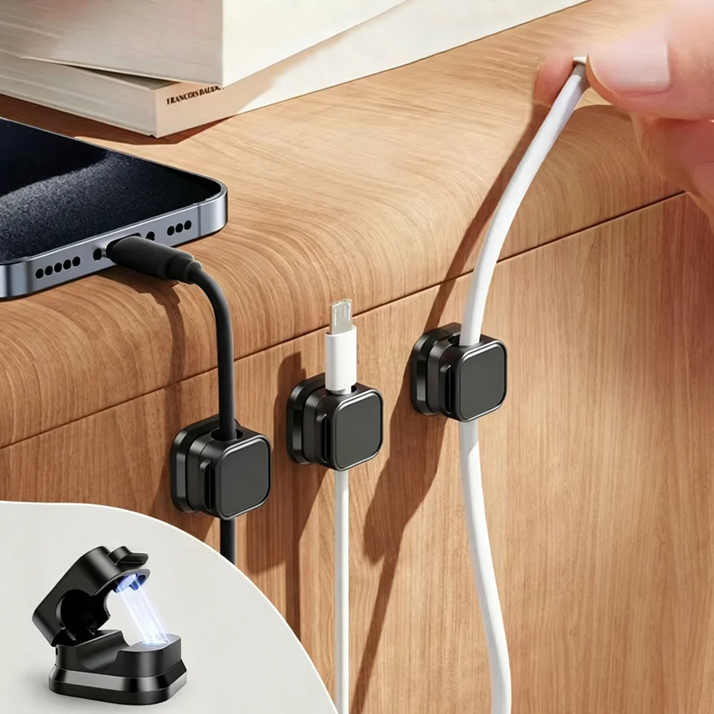 Cord Organizer Holder Magnetic Desk Cable Clips Management Adhesive Wire Charger Holder for Nightstand Kitchen Appliances Desk image 5