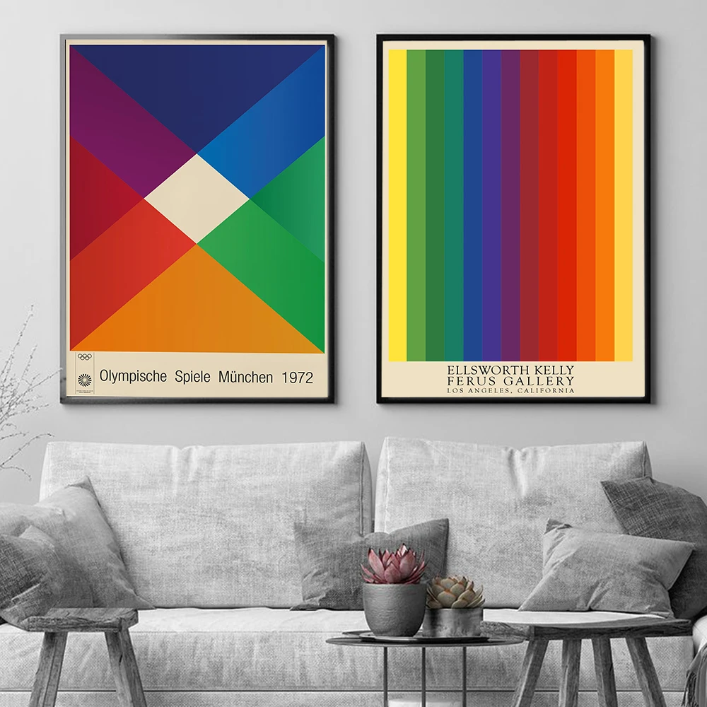 Ellsworth Kelly Abstract Exhibition Museum Canvas Poster Vintage Architect Print Painting Geometry Modern Living Room Home Decor