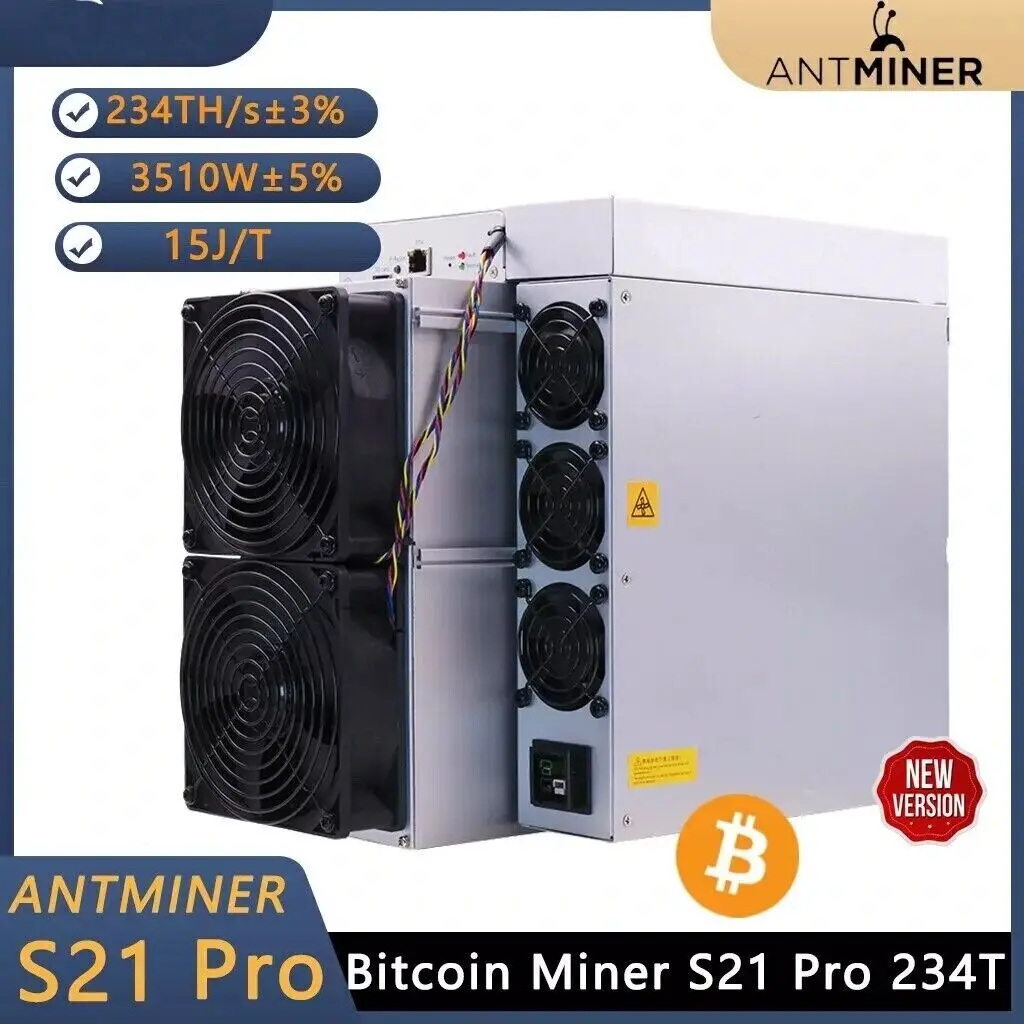 مبيعات مخفضة جديدة Bitmain Antminer S21 Pro 234T 3510W Bitcoin BTC ASIC Miner مخزون جاهز