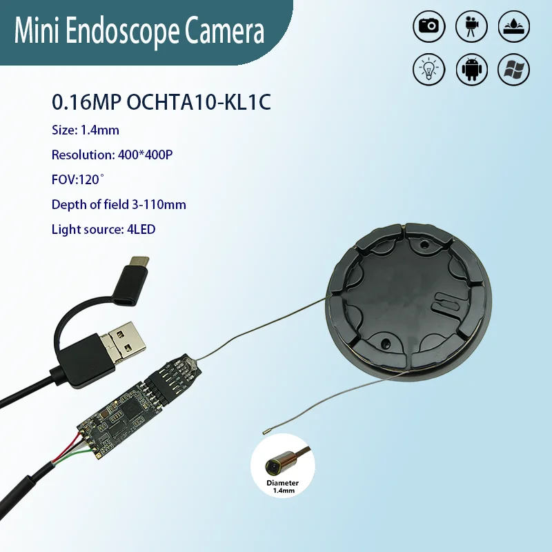 

OCHTA10-KL10 Mini Camera Diameter 1.4mm Medical Endoscope Industrial Endoscope Camera OV426 Decoder Board