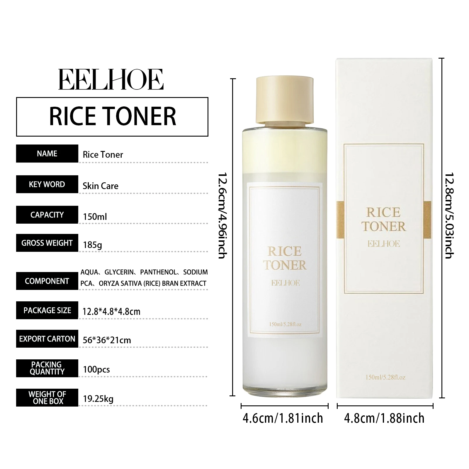 EELHOE Rice Face Toner Daily Moisturizing Reduce Dryness Enhance Smoothness Strengthen Barrier Anti-oxidant Exfoliate Face Toner