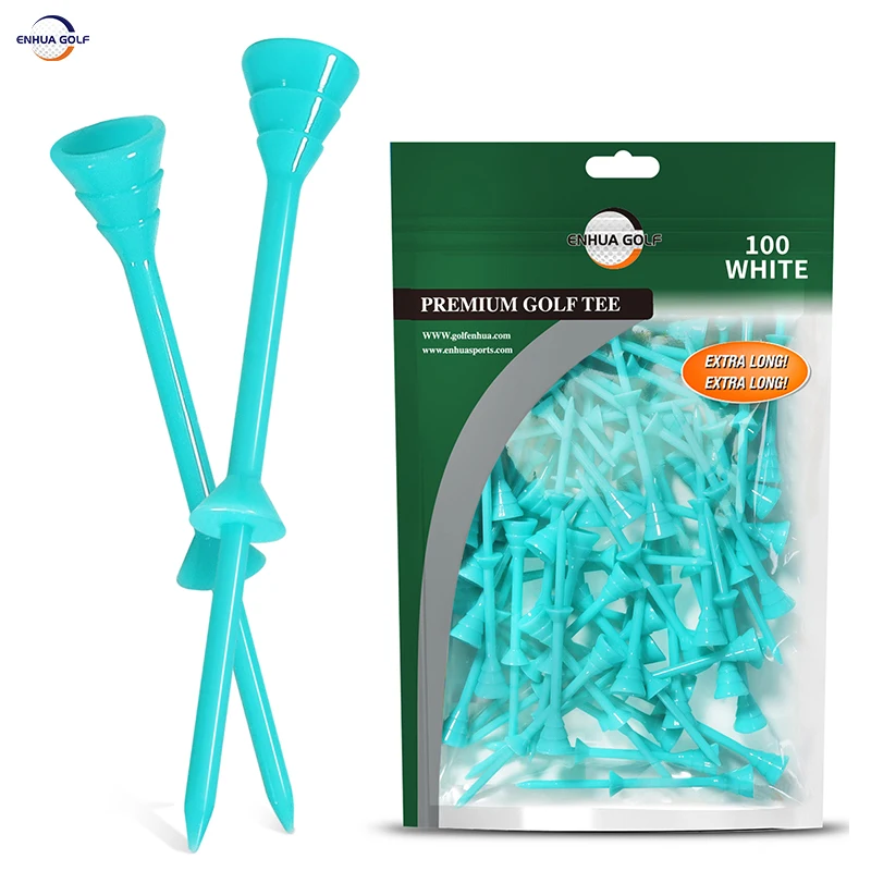 Golf Tees Plastic 50 Pack Upgrade Small Cup Plastic Golf Tees 83mm Recycle Use Reduce Friction for Golfer Practice Sky Blue